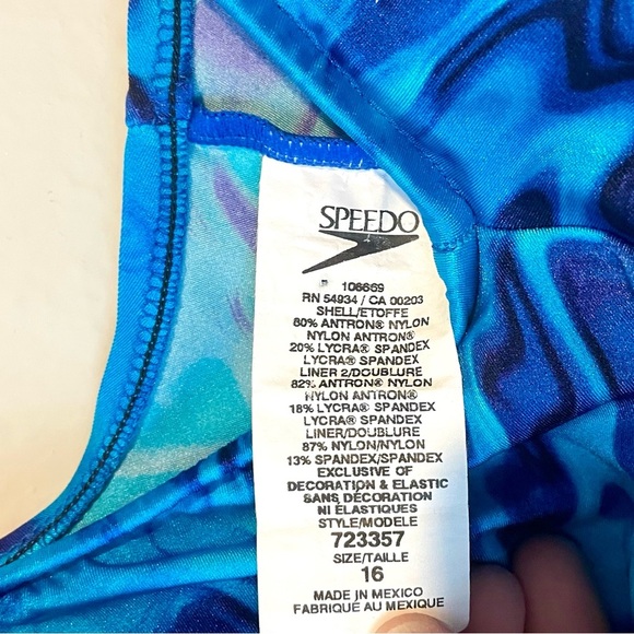 Speedo Blue Swirl One-Piece Swimsuit - Picture 5 of 9
